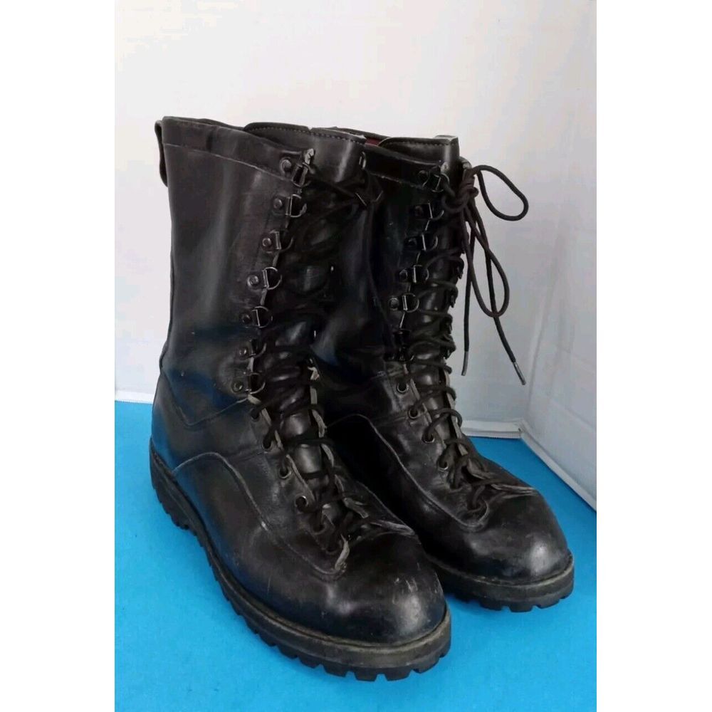 Tactical Military Combat Boots Black Leather Lace-up Waterproof Work Boots